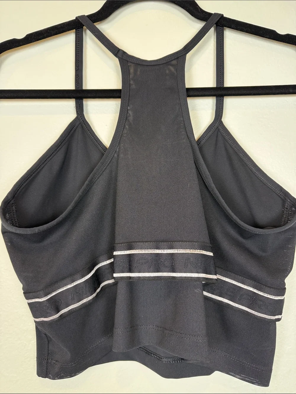 Nike Black Cropped Sports Tank with White Swoosh
